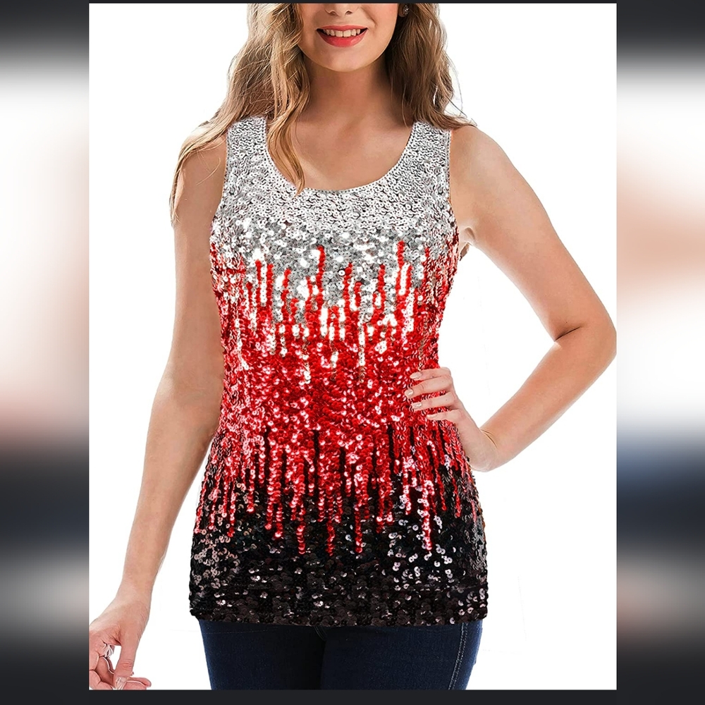 Women sequin sparkling shirt size xl